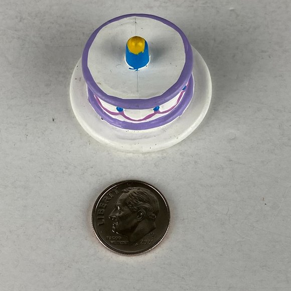 Barbie Pretend Play Food White Cake Purple Piping Candle On Plate Playset Toy - Picture 2 of 3